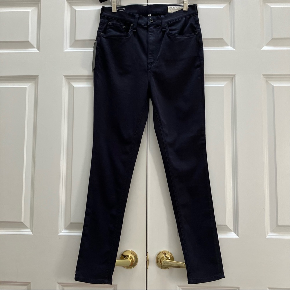 NWT Rag & Bone Jeans High Rise Ankle Skinny Navy Blue Pants Soft Cotton Modal 30